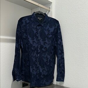 INC International Concepts Blue Paisley Casual Shirt